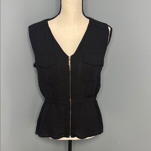 Suzy Shier Women’s Black Sleeveless Zip-Up Blouse Top Sz M